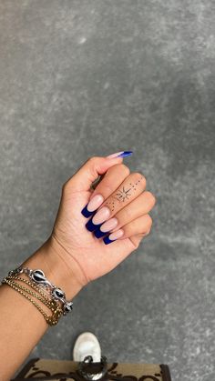 Nails With Navy Blue Dress, Navy Blue French Nails, Sapphire Blue Nails, Dark Blue French Tip Nails, Midnight Blue Nails, Navy Blue Nail Designs, Blue French Tip