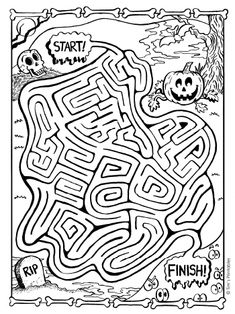 halloween maze Spooky Printables, Halloween Activity Sheets, Halloween Maze, Halloween Party Activities, Halloween Decorations To Make, Halloween Themed Activities, Halloween Puzzles, Halloween Worksheets, Themed Activities