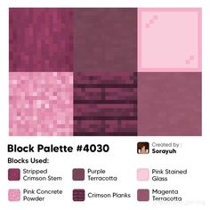 the color scheme for black palette is shown in shades of pink, purple and brown