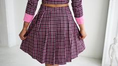 Every cutie needs our Plaid Portrait Collar Jacket with Pleated Skirt Matching Set. Perfect professional look when you need to make a statement. With the pleated skirt and princess pink contrast colors, you are bound to stand out in the crowd. Put your unique self on display and be ready to get tons of compliments at your fashionable interview. The crop jacket is fully lined in a soft charmeuse, paired with a pleated skirt with a side invisible zipper. This cute & unique wool suit set is perfect Pink Friday, Pink Plaid, Invisible Zipper, Professional Look, Wool Suit, Crop Jacket, Matching Sets, Pleated Skirt, Contrasting Colors