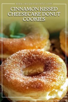 These Cinnamon Kissed Cheesecake Donut Cookies are a perfect combination of soft, buttery dough, creamy cheesecake filling, and a sweet cinnamon sugar coating. A delicious, indulgent treat for any occasion! Cinnamon Kissed Cheesecake Donut Cookies, Cheesecake Donut, Donut Cookies, Cheesecake Cookies Recipes, Cheesecake Filling, Cheesecake Cookies, Buttery Cookies, Quick Weeknight Dinners, Cookies Recipes