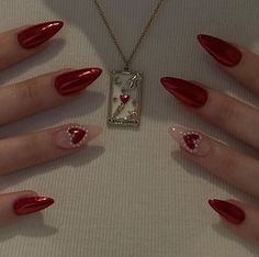 Red Chrome, February Nails, Edgy Nails, Formal Nails, Casual Nails, Heart Nails, Bling Nails, Acrylic Press On Nails, Dream Nails