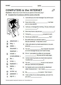 the worksheet for computers and the internet