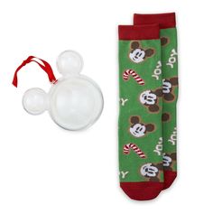 ~Disney Store Authentic!~ Mickey Mouse Holiday Socks in Ornament Set! New with Tags - Fast Shipping - Great Gift! Spread some Mickey ''joy'' this season with this giftable Mickey icon ornament that comes with a pair of socks inside. The socks feature Mickey's smiling face and sweet-as-can-be candy canes. Fits women's shoe sizes 4-10 Fits men's shoe sizes 6-12 One pair of crew socks Art features Mickey with candy canes and ''Joy'' text Soft knit fabric Ribbed stretch cuff Comes in clear plastic M Sock Ornaments, Disney Wear, Mickey Mouse Images, Holiday Socks, Disney Style, Smile Face, Disney Mickey Mouse, Disney Store, Ornament Set