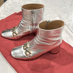 Purchased In Saks 5th Avenue Are These Gorgeous Silver Boots. Sexy And Comfortable. Priced To Sell Designer Evening Boots For Spring, Designer Party Boots For Spring, Marc Jacobs Shoes, Silver Boots, Shoes Heels Boots, Marc Jacobs, Shoes Women Heels, Heeled Boots, Shoes Heels