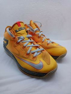 Nike Lebron James Low Floridian 642849-800 Mens Atomic Mango Sneakers Size 9 GUC. Condition is "Pre-owned". Good condition, does show signs of wear. Please see pics closely. These have been worn, so they will not be perfect.  No stains, or rips.  No original box.  Shipped with USPS Priority Mail. Yellow Basketball Shoes With Boost Midsole, Yellow Basketball Shoes With Boost Midsole For Sports Events, Yellow Basketball Shoes For Sports With Round Toe, Yellow Basketball Shoes With Round Toe, Yellow Round Toe Basketball Shoes For Sports Events, Nike Yellow Basketball Shoes, Nike Yellow Sneakers For Sports Events, Nike Orange Basketball Sneakers, Nike Lebron