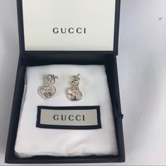 Gucci Sterling Silver Earrings. Comes With Gucci Box. 925 Sterling Silver Post Earrings Made In Italy Classic Gucci Earrings For Anniversary, Gucci Sterling Silver Earrings For Formal Occasions, Gucci Luxury Sterling Silver Earrings, Luxury Gucci Sterling Silver Earrings, Gucci White Gold Sterling Silver Earrings, Gucci Sterling Silver Earrings As Gift, Gucci Sterling Silver Earrings For Gift, Elegant Gucci Sterling Silver Earrings, Classic Gucci Earrings As Gift