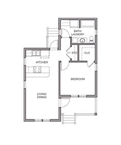 the floor plan for a two bedroom, one bathroom apartment with an attached kitchen and living room