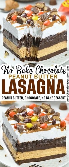 no bake chocolate peanut butter lasagna dessert is the perfect treat for halloween