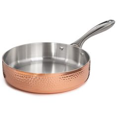 a copper pan with a handle on a white background