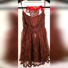 Rich Leopard Print, Contrasting Ruffles, Adjustable Straps Victoria's Secret Sleeveless Coquette Top, Victoria's Secret Coquette Sleeveless Top, Victoria's Secret Lace Trim Camisole For Party, Red Brown, Women's Intimates, Ruffles, Leopard Print, Adjustable Straps, Victoria's Secret