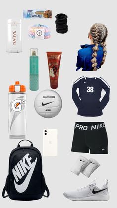 the contents of a woman's athletic outfit are shown