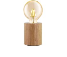 a light bulb on top of a wooden stand