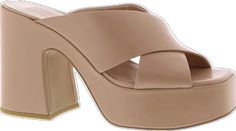 Trendy Beige Formal Heels, Chic Blush Heels With Sculpted Heel, Blush Heels With Sculpted Heel For Spring, Blush Heels With Sculpted Heel, Chic Blush Heels With Heel Strap, Trendy Beige Sandals For Night Out, Chic Blush Sandals For Party, Blush Block Heel Summer Heels, Feminine Platform Heels With Block Heel