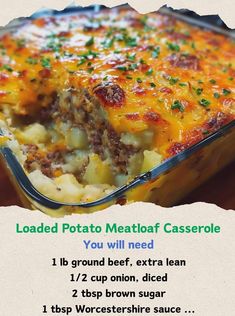 a casserole dish with meat and cheese in it