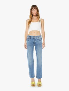 THE MID RISE HIKER HOVER PENNY FOR YOUR THOUGHTS | MOTHER DENIM Penny For Your Thoughts, Mother Knows Best, Spring Denim, Clare V., Summer Denim, Los Angeles Style, Mother Denim, Casual Pants, Penny