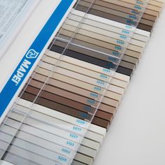 an assortment of different colors and sizes of blinds