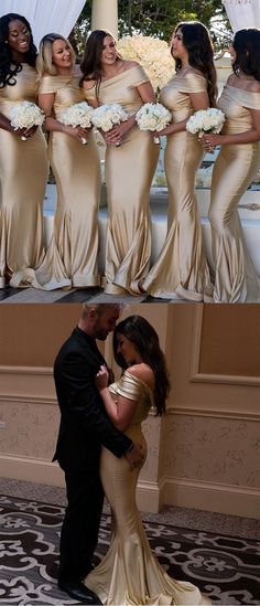 the bride and groom are posing for pictures together