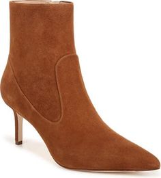 Veronica Beard Larissa Pointed Toe Bootie (Women) | Nordstrom Fitted Snip Toe Heels For Fall, Fitted Suede Mid-calf Boots With Pointed Toe, Fitted Mid-calf Suede Boots With Pointed Toe, Fitted Heeled Boots With 4-inch Heel For Fall, Fitted Fall Booties With 4-inch Heel, High-heeled Boots Fitted For Fall, Fitted 4-inch Heel Boots For Fall, Fitted High Ankle Booties For Work, Fitted Ankle Booties With Sculpted Heel