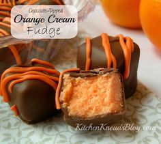 orange cream fudge candy with chocolate on the side