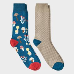 Elevate your everyday essentials with the 2-Pack Mushroom Print Novelty Crew Socks from Goodfellow & Co™. This pack includes two pairs of crew socks — one with an allover mushroom print and the other with textured detailing in a neutral hue. Both pairs are made from soft, stretchy fabric with smooth toe seams for comfortable wear, while the banded cuffs offer a secure fit. Pair them with a variety of footwear for versatile styling options. Goodfellow & Co™: Feel good in what you wear, anywhere. Halloween Socks, Mushroom Print, Target Clothes, Sock Packs, Sewing Party, Sock Shop, Socks And Hosiery, Everyday Essentials, Teal Green