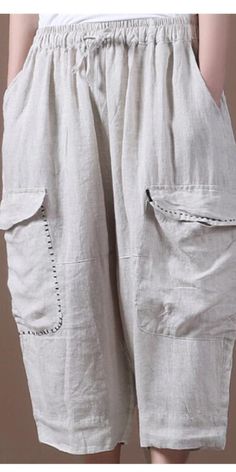 Linen Summer Loose Linen Wide Leg Women Casual Pants Elastic Waist Leg Women, Women Casual Pants, Balloon Pants, Linen Summer, Pants Elastic Waist, Organic Colors, Pants Loose, Linen Pants Women, Women Pants