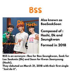 an advertisement for the korean boy band bss