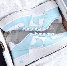 Nike custom air force 1 low sneakers Hand painted with leather paint and coated Waterproof New with box Options to buy are already converted in women's sizes Size 4Y- women's 5.5 Size 4.5Y- women's 6 Size 5Y- women's 6.5 Size 5.5Y- women's 7 Size 6Y- women's 7.5 Size 6.5Y- women's 8 Size 7Y- women's 8.5 Air Jordans Light Blue, Nike Air Force 1 Blue, Cute Jordans, Nike Custom, Light Blue Shoes, Nike Shoes Air Force, Preppy Shoes, Pretty Shoes Sneakers, Custom Air Force 1