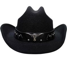 The Cowboy Hat Has Adjustable Straps Inside So You Can Adjust It To Your Head Size So It Doesn't Come Off. Fits Most Men And Women. Hat Girth: 22" - 22.5" (56cm - 57cm) Kalerona Western Cowboy Hat - A Classic Felt Hat Shape With A Belt That Will Make You Stylish, Elegant And Charming. Embellished Cowboy Hat, Goth Cowboy, Cowboy Accessories, Mens Cowboy Hats, Black Cowboy Hat, Black Cowgirl, Perfect Gift For Boyfriend, Cowboy Belt, Black Cowboy