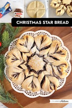 an easy christmas star bread on a cutting board