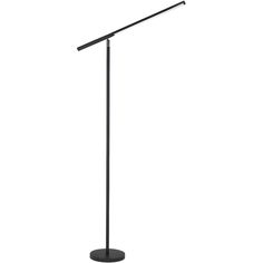 a black floor lamp on a white background with the light turned on and dimming