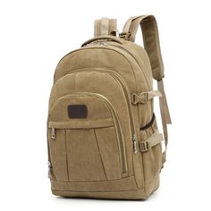 Color: Khaki Retro Backpack, Vintage Canvas, Canvas Backpack, Men's Backpack, Mountaineering, Outdoor Hiking, Color Khaki, Canvas Material, Hiking