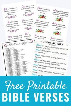 three printable bible verses with the words, free printable bible verses