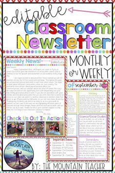 the classroom news letter is shown in this colorful printable poster for students to use