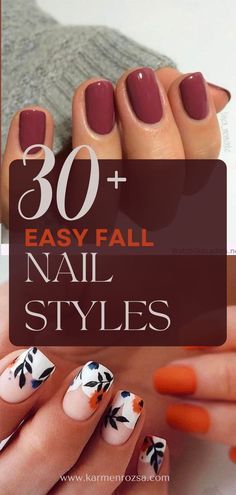 Easy Fall Nail Designs, Simple Fall Nails, September Nails, November Nails, Fall Manicure, Cute Nails For Fall, October Nails, Almond Nails Designs