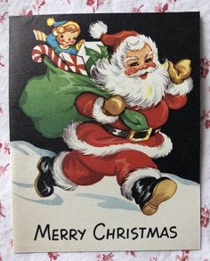 an old fashioned christmas card with santa claus