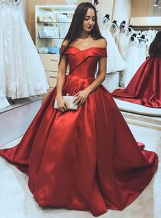 This Dress is fashionable for every occasion. the dress is made-to-order by professional tailors. You can choose from 50 colors, Regular sizes 2 to 16 and plus sizes 14w to 26W. Custom size is also available.. The product details: Color: Red, Length: Long, Silhouette: Ball Gown, Neckline: Tip of the Shoulder, Primary Fabric: Satin Red Ball Gown Elegant, Red Prom Dress Ballgown, Red Bride Dress, Red Prom Gown, Knot Board, Red Satin Gown, Off The Shoulder Prom Dress, Red Formal Gown, Gown Neckline