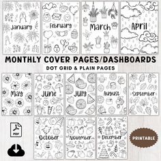 printable months and month covers for kids to color