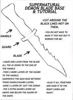 the instructions for how to make a knife with an extra long blade and sharp tip