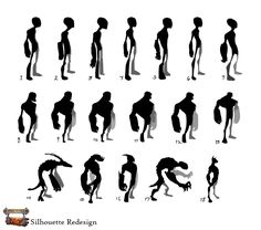 the silhouettes of people in different poses and positions, all with their hands on their hips