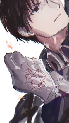 an anime character with black hair and glasses