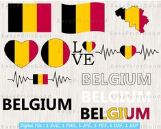 belgium flag and heartbeats with the word love