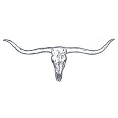 the longhorn skull is drawn in black and white