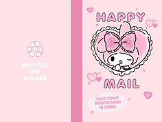 a pink greeting card with an image of a pig in a heart - shaped bow