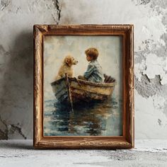 Vintage Boys Room Art, Boy and Dog on Boat Painting Download, Printable Wall Decor, Digital Print, Boys Nursery Artwork - Etsy Little Boy Rooms Ideas, Vintage Ocean Nursery, Boys Bedroom Art, Lake Theme Nursery, Vintage Coastal Nursery, Vintage Dog Nursery, Vintage Baby Nursery Ideas, Boy Vintage Nursery, Above Crib Decor Boy