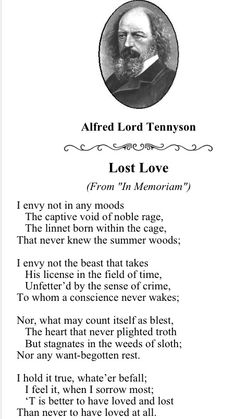 the poem for lost love by altered lord tennyson