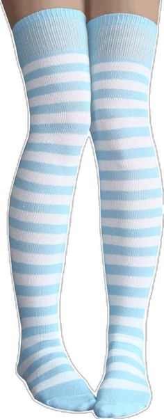 Casual Blue Stretch Stockings, Casual Blue Thigh High Stockings, Casual Blue Thigh-high Stockings, Blue Stretch Knee-high Stockings, Stretchable Blue Knee-high Legwear, Striped Thigh Highs, Striped Socks, 7 11, Thigh Highs