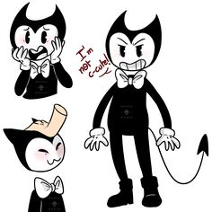 an image of the cat from bendy and the inking machine, with two different expressions