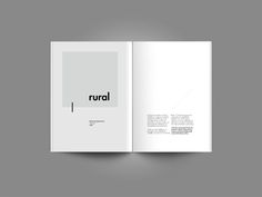 an open book with the word rural in black and white, on a gray background