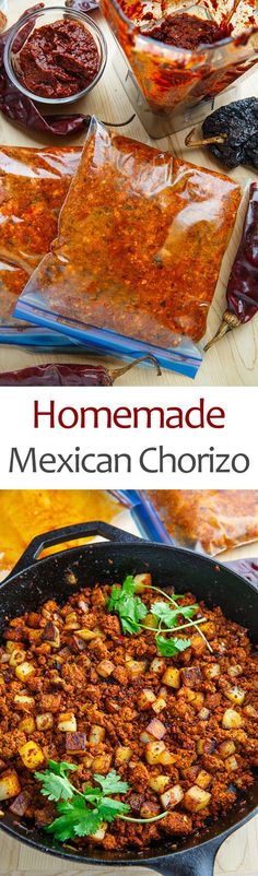 homemade mexican chorizo casserole recipe in a cast iron skillet